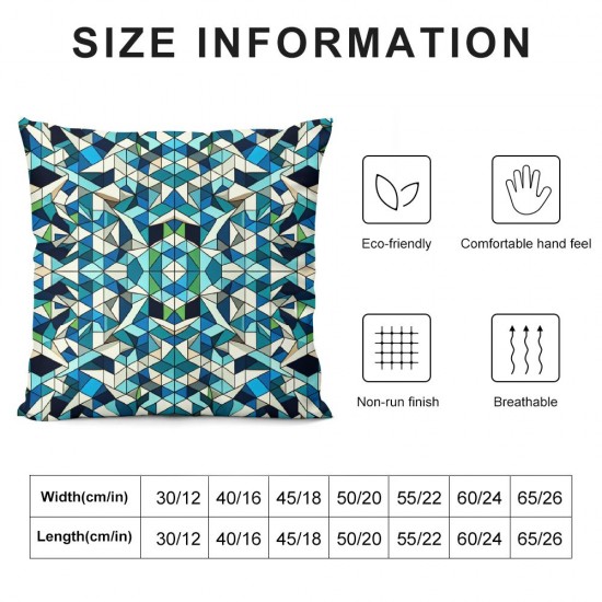 Ulloord Decorative Square Throw Pillow Cover Linen Symbol Metallic Yom Blue Solomon Star Pattern Israel Festival Textures Turquoise Crystal Gradient Pillow Case for Couch Sofa Home Decoration