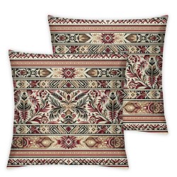 Ulloord Throw Pillow Cover Linen Decoration Crimson Red Beige Yemen Style Sadu Rug Abstract Vintage Kuwait Textures Decorative Square Pillow Case for Couch Sofa Home Decoration