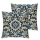 Ulloord Pillow Cover Pattern Blue Beige Endless in Retro Linoleum Floral Turkish Decorative Linen Throw Pillow Case for Sofa Car Bedding Decoration