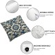 Ulloord Pillow Cover Pattern Blue Beige Endless in Retro Linoleum Floral Turkish Decorative Linen Throw Pillow Case for Sofa Car Bedding Decoration