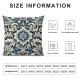 Ulloord Pillow Cover Pattern Blue Beige Endless in Retro Linoleum Floral Turkish Decorative Linen Throw Pillow Case for Sofa Car Bedding Decoration