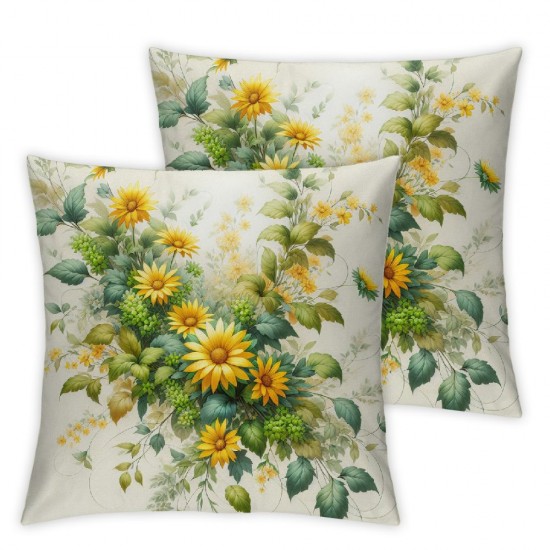 Ulloord Summer Pillow Covers Watercolor Daisy Throw Pillow Covers Summer Yellow Outdoor Décor Cushion Case Decoration for Home Couch Chair Sofa