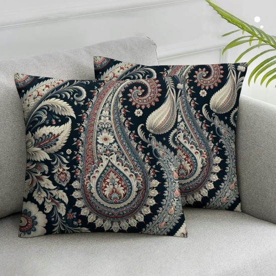 Ulloord Pillow Cover Blue Black Pattern Red White Floral Beautiful Decorative Throw Pillow for Sofa Car Bedding Decoration