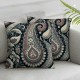 Ulloord Pillow Cover Blue Black Pattern Red White Floral Beautiful Decorative Throw Pillow for Sofa Car Bedding Decoration