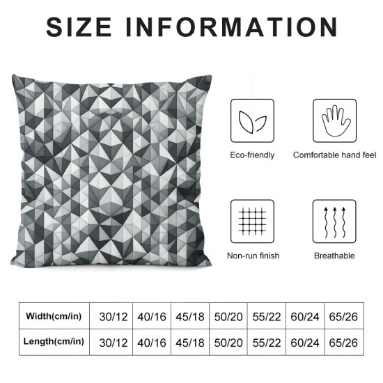 Ulloord Pillow Cover Gray Black White Design Pattern Diamond Shape Retro Simple Decorative Linen Throw Pillow Case for Sofa Car Bedding Decoration