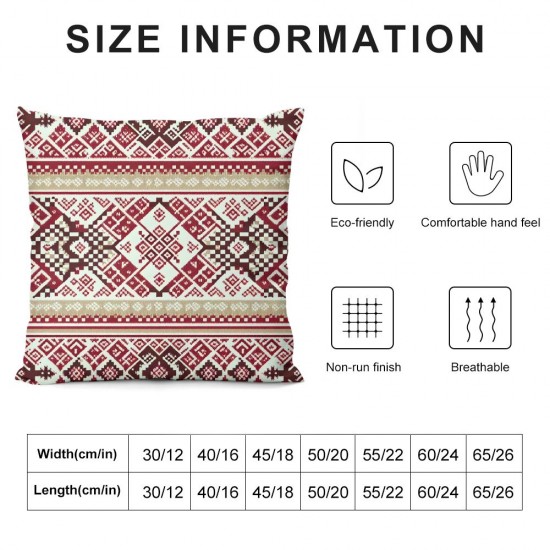 Ulloord Decorative Square Throw Pillow Cover Linen Folk Crossstitch Pattern Traditional Textures Finnish Oblast Pillow Case for Couch Sofa Home Decoration