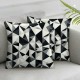 Ulloord Pillow Cover Gray Black White Design Abstract Pattern Diamond Shape Retro Simple Decorative Linen Throw Pillow Case for Sofa Car Bedding Decoration