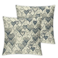 Ulloord Pillow Cover Black Romantic White Heart Fashion Cute Day Decorative Linen Throw Pillow Case for Sofa Car Bedding Decoration