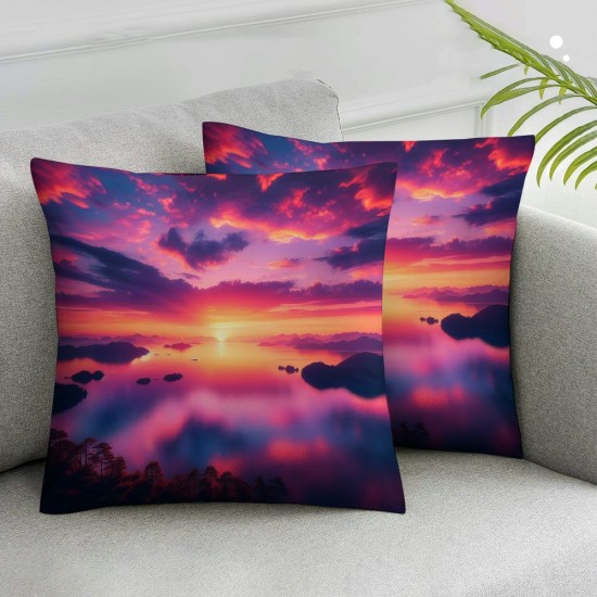 Ulloord Pillow Cover Travel Horizon Sunlight Ilovik Sunrise Nature Croatia Sunset Parks Outdoor Summer Holidays Dusk Decorative Linen Throw Pillow Case for Sofa Car Bedding Decoration