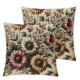 Ulloord Throw Pillow Cover Linen Retro Spring Color Gerbera Pattern Summer Bouquet On Romantic Decorative Square Pillow Case for Sofa Home Decoration