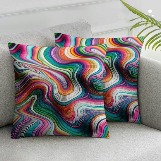 Ulloord Throw Pillow Cover Linen White Graphic Abstract Colorful Sweet Pattern Textures with Decorative Square Pillow Case for Couch Sofa Home Decoration