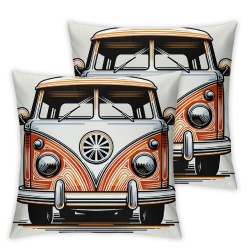 Ulloord Throw Pillow Cover Linen Summer Old Style Two Wagon Colors Flower Front Line Transportation Decorative Square Pillow Case for Couch Sofa Home Decoration