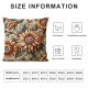 Ulloord Decorative Square Throw Pillow Cover Linen Sunflowers Orange Flowers Summer Season On Natural Nature Textures Pattern Pillow Case for Couch Sofa Home Decoration