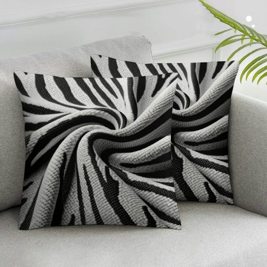 Ulloord Decorative Square Throw Pillow Cover Linen Stroke Brush Grunge Pattern Geometric Stripe Element White Graphic Print Black Textures Dark Paper Pillow Case for Couch Sofa Home Decoration