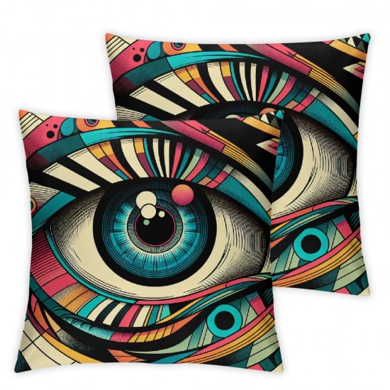 Ulloord Decorative Square Throw Pillow Cover Linen Makeup Part Eyes People Young White Woman Pillow Case for Couch Sofa Home Decoration