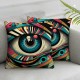 Ulloord Decorative Square Throw Pillow Cover Linen Makeup Part Eyes People Young White Woman Pillow Case for Couch Sofa Home Decoration