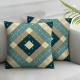 Ulloord Pillow Cover Abstract Pattern Blue White Seamlessly Checkered Classic Dashed Decorative Linen Throw Pillow Case for Sofa Car Bedding Decoration