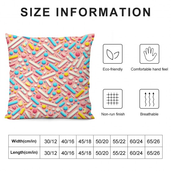 Pillow Cover Pink Colorful Dotted d Pattern Rice Random Decorative Linen Throw Pillow Case for Sofa Car Bedding Decoration