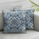 Ulloord Pillow Cover Blue Pattern Tile Abstract Wall Floor Decorative Linen Throw Pillow Case for Sofa Car Bedding Decoration