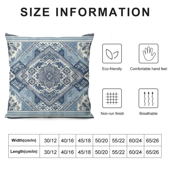 Ulloord Pillow Cover Blue Pattern Tile Abstract Wall Floor Decorative Linen Throw Pillow Case for Sofa Car Bedding Decoration