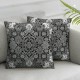 Ulloord Throw Pillow Cover Linen Handdrawn Sample for Tile in Oriental Style Black Turkish Abstract Textures Decorative Square Pillow Case for Couch Sofa Home Decoration