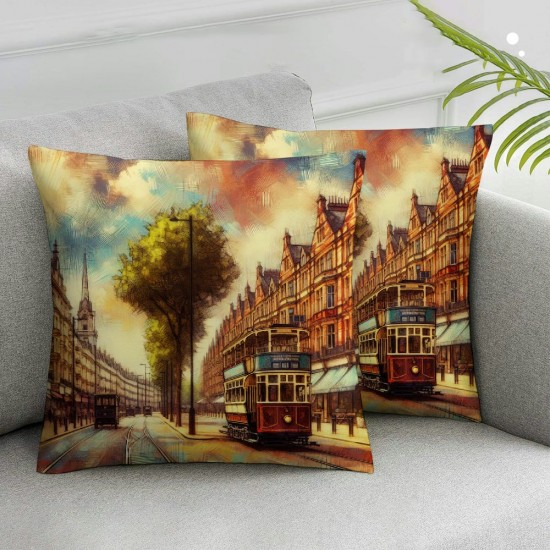 Ulloord Decorative Square Throw Pillow Cover Linen Tampa City Sketches United Color Sketch Pillow Case for Couch Sofa Home Decoration