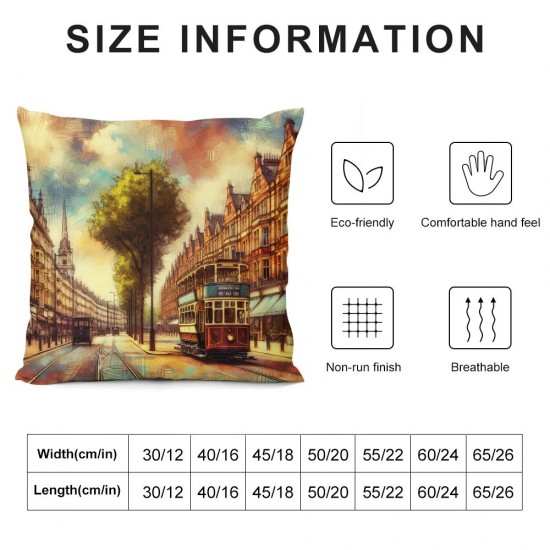 Ulloord Decorative Square Throw Pillow Cover Linen Tampa City Sketches United Color Sketch Pillow Case for Couch Sofa Home Decoration