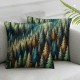 Ulloord Decorative Square Throw Pillow Cover Linen Valley Rising Mist Foggy Shadow Trees Nature Parks Outdoor Range Pillow Case for Couch Sofa Home Decoration