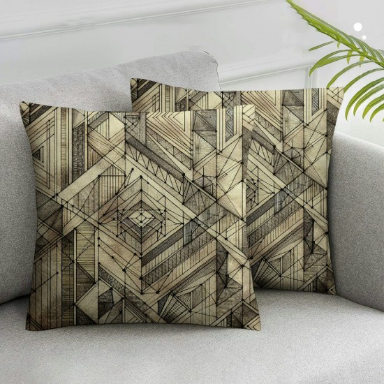 Ulloord Pillow Cover Pattern Small Geometric Black White Line Repeatable Abstract Arrangement Star Classic Criss Cross Decorative Linen Throw Pillow Case  for Sofa Car Bedding Decoration