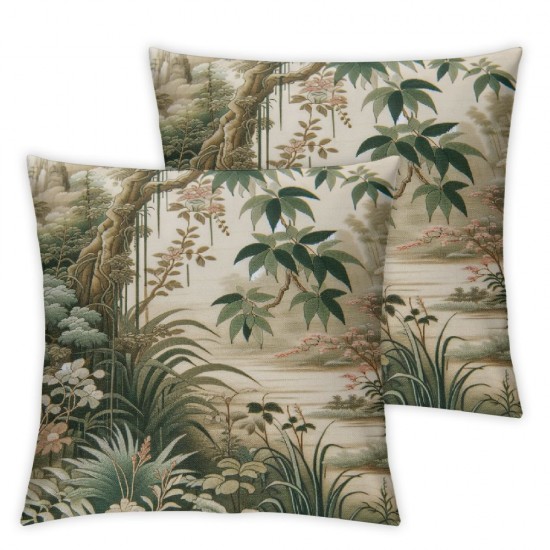 Ulloord Throw Pillow Cover Linen Age Equatorial Jungle Verdant by 49 Henri Postimpressionist Rousseau Become Rocks French 1909 His Decorative Square Pillow Case for Couch Sofa Home Decoration