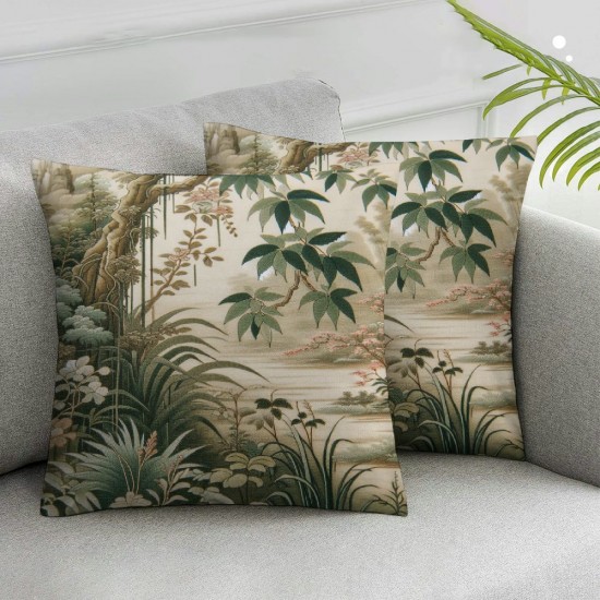 Ulloord Throw Pillow Cover Linen Age Equatorial Jungle Verdant by 49 Henri Postimpressionist Rousseau Become Rocks French 1909 His Decorative Square Pillow Case for Couch Sofa Home Decoration