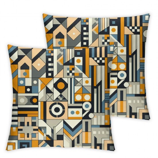 Ulloord Pillow Cover Midcentury Geometric Retro Brown Orange Teal Colors Floral Pattern Abstract Decorative Linen Throw Pillow Case for Sofa Car Bedding Decoration