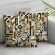 Ulloord Pillow Cover Midcentury Geometric Retro Brown Orange Teal Colors Floral Pattern Abstract Decorative Linen Throw Pillow Case for Sofa Car Bedding Decoration