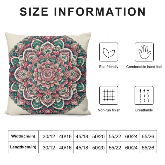 Ulloord Pillow Cover Green White Contours Abstract Pattern Pink Carpet Circle Color Decorative Linen Throw Pillow Case for Sofa Car Bedding Decoration