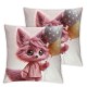 Ulloord Pillow Cover Colorful Cute Sitting On Animals Decorative Linen Throw Pillow Case for Sofa Car Bedding Decoration