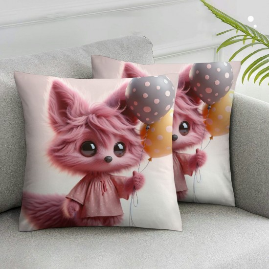 Ulloord Pillow Cover Colorful Cute Sitting On Animals Decorative Linen Throw Pillow Case for Sofa Car Bedding Decoration