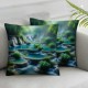 Ulloord  Green Natural Forest Throw Pillow Covers,Waterfall Decorative Pillow Covers Digital Printing Blended Fabric for Couch Sofa Bed Invisible Zipper