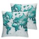 Ulloord  Green Watercolor Map World Throw Pillow Covers, Decorative Pillow Covers Digital Printing Linen Blended for Couch Sofa Bed Invisible Zipper