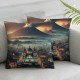 Ulloord Black Modern Throw Pillow Covers, Decorative Pillow Covers Digital Printing Linen Blended for Couch Sofa Bed Invisible Zipper