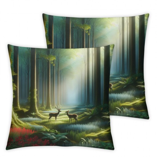 Ulloord Sap Green Outdoor Throw Pillow Covers,Brown Decorative Pillow Covers Digital Printing Blended Fabric for Couch Sofa Bed Invisible Zipper