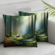 Ulloord Sap Green Outdoor Throw Pillow Covers,Brown Decorative Pillow Covers Digital Printing Blended Fabric for Couch Sofa Bed Invisible Zipper