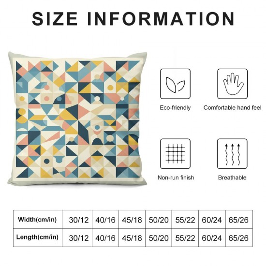 Ulloord Pillow Cover Retro Gray Geometric Pattern Yellow Collection Decorative Linen Throw Pillow Case for Sofa Car Bedding Decoration