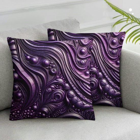 Ulloord Purple Stripes Throw Pillow Covers, Colorful Textures Decorative Pillow Covers Digital Printing Linen Blended for Couch Sofa Bed Invisible Zipper