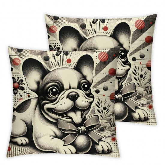 Ulloord Pillow Cover Black Year Cute Animals Character Dog Vet Face Decorative Linen Throw Pillow Case for Sofa Car Bedding Decoration