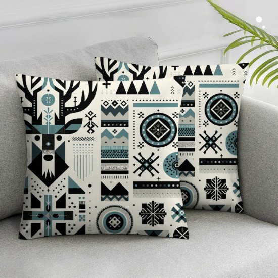 Ulloord Pillow Cover Isolated with Cute Handdrawn Doodle Element Pattern Animals Winter Wildlife Animal Textures Decorative Linen Throw Pillow Case for Sofa Car Bedding Decoration