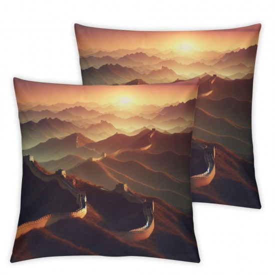 Ulloord Pillow Cover Great Wall China Travel Historic Hill Wonder Path Border jinshanling Landmarks Parks Outdoor Decorative Linen Throw Pillow Case for Sofa Car Bedding Decoration