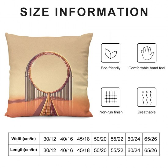 Ulloord Pillow Cover Festival Roller Fair Joy Coaster Park Play On Enjoyment White Sports Recreation Fun Fear Landmarks Decorative Linen Throw Pillow Case  for Sofa Car Bedding Decoration