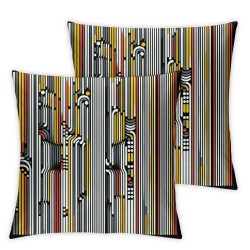 Ulloord Pillow Cover Red Black Stripe Colorful Colors Abstract Yellow Colored White Sheet Simple Geometric Graphic Line Decorative Linen Throw Pillow Case  for Sofa Car Bedding Decoration