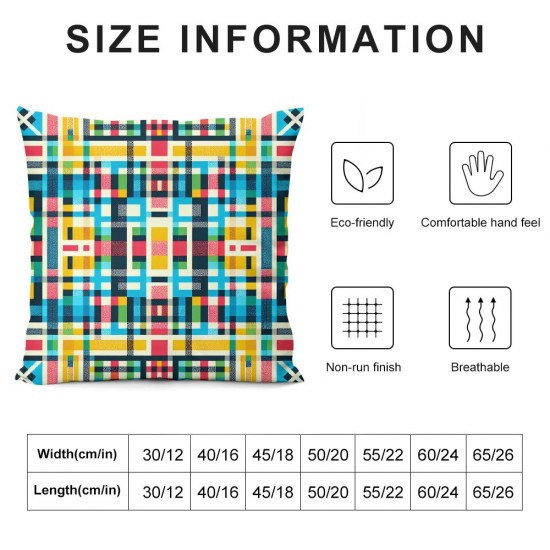 Ulloord Pillow Cover Material Check Pattern Retro Dress Checkered Decorative Linen Throw Pillow Case for Sofa Car Bedding Decoration