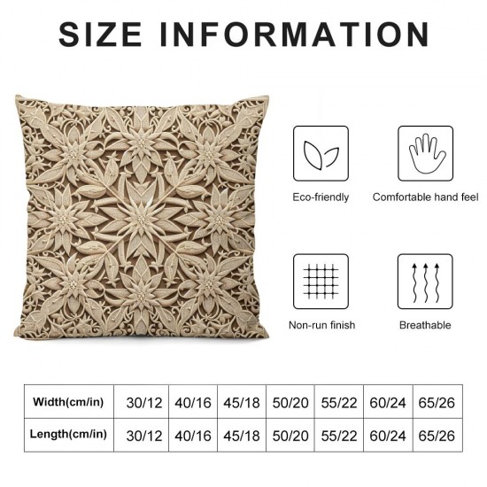 Ulloord   Decorative Throw Pillow Covers Rhombic Jacquard Pillowcase Soft Square Cushion Case for Couch Sofa Bed Bedroom Living Room,  Beige